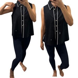 Kate Spade Broome Street Black Button Down Top